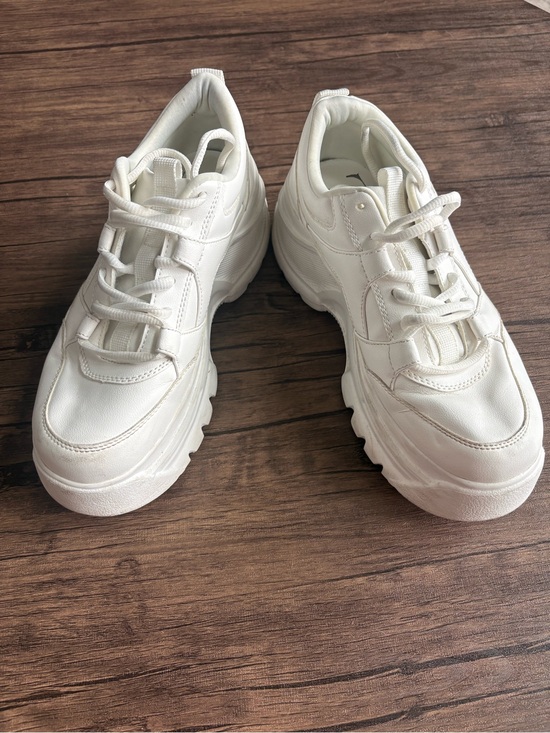 Zara Shoes - Zara White Lace-Up Platform Sneakers